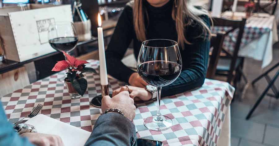 A photo of a man and a woman on a date